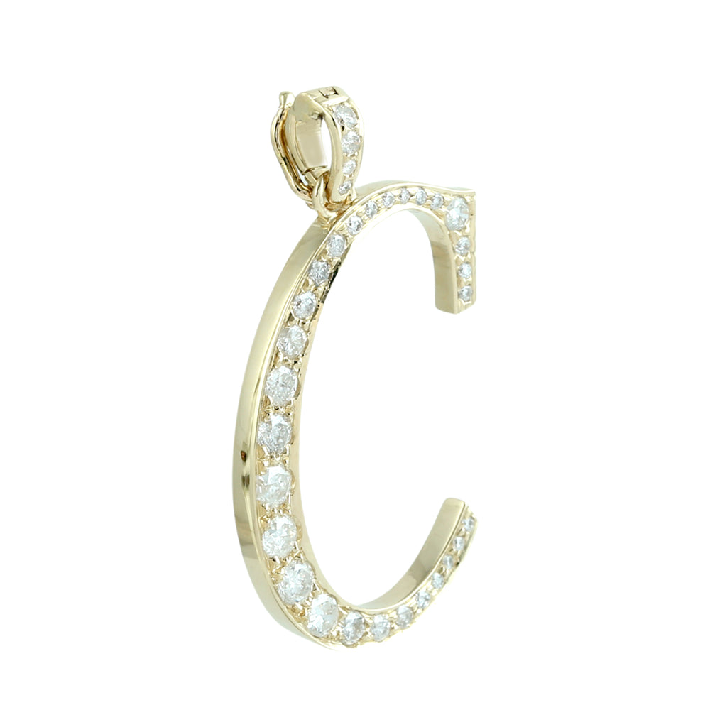 Natural Diamond “C” Initial Pendant in 14K Yellow Gold