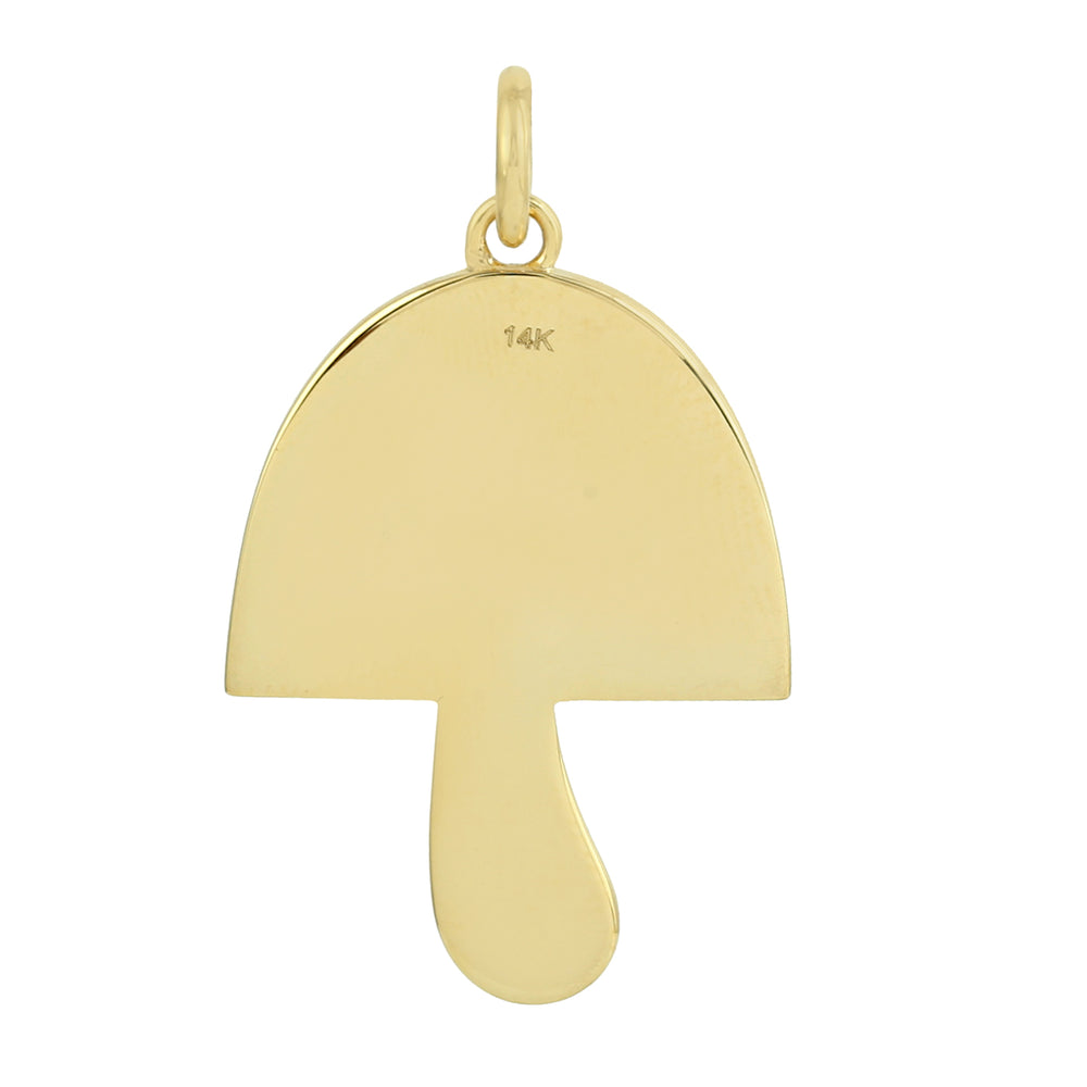 Multicolor Sapphire Enamel Mushroom Pendant in Yellow Gold – September Birthstone Gift Jewelry