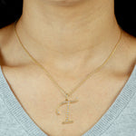 Natural Diamond Pave Initial "T" Alphabet Pendant In 14K Yellow Gold Jewelry