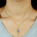 Marquise Tanzanite Pave Diamond Heart Pendant In 18K Yellow Gold Jewelry For Her