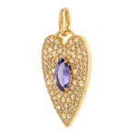 Marquise Tanzanite Pave Diamond Heart Pendant In 18K Yellow Gold Jewelry For Her