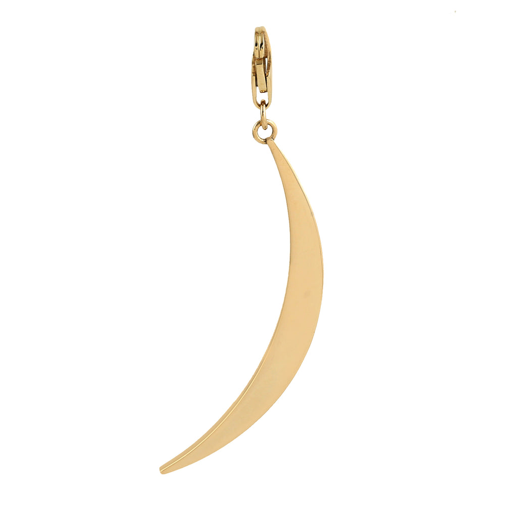 Solid 18K Yellow Gold Prong Diamond Crescent Moon Charm Pendant with Enamel – Celestial Jewelry for Her