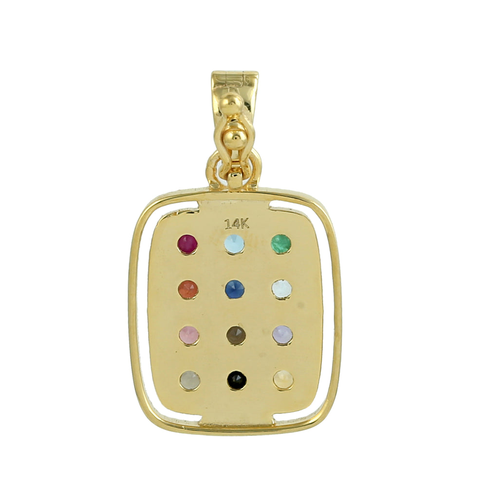 Handmade Designer Charm Pendant with Multiple Gemstones in 14k Yellow Gold – Colorful Fine Jewelry Gift