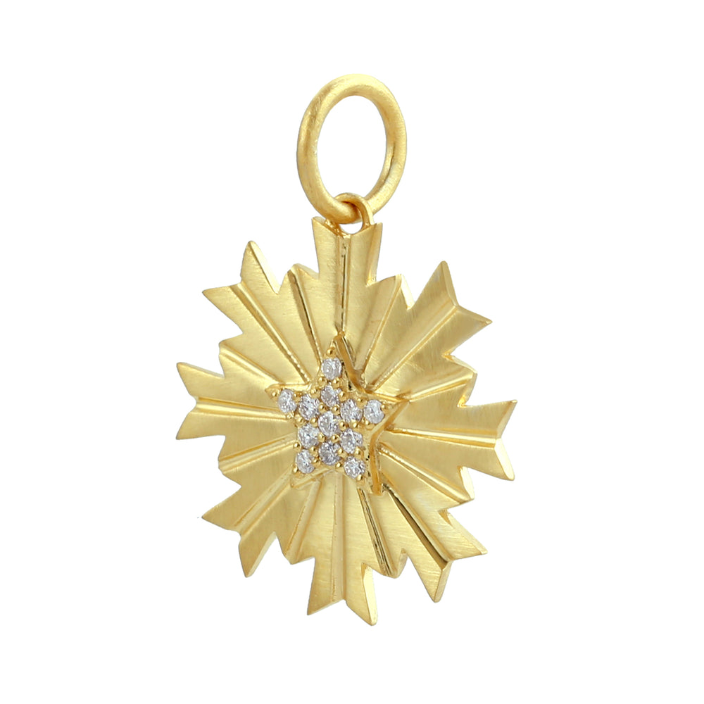 Natural Diamond  Star Pendant 14K Yellow Gold Jewelry For Gift