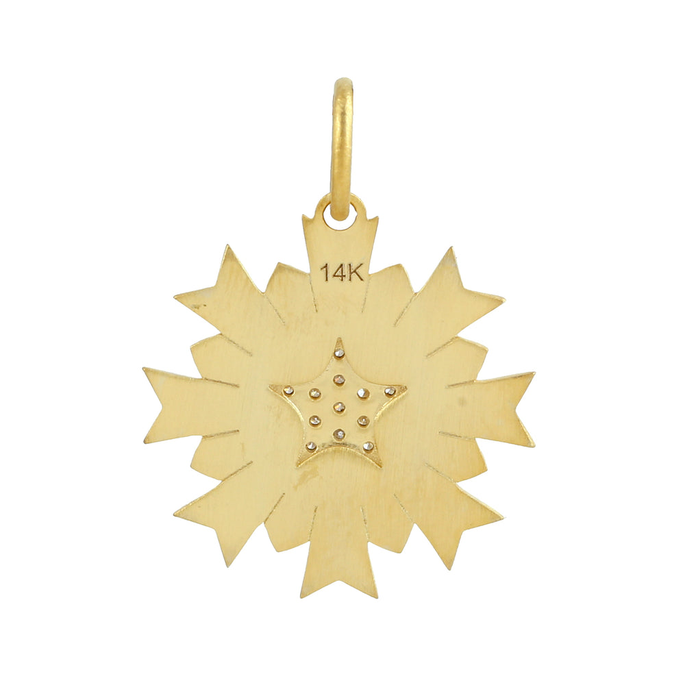 Natural Diamond  Star Pendant 14K Yellow Gold Jewelry For Gift