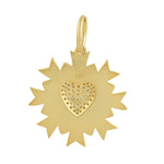 14K Yellow Gold Pave Diamond Heart With Star Pendant For Presents gifts