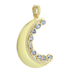 Micro Pave Diamond Multishaped Tanzanite 14k Yellow Gold Crescent Charm Pendant