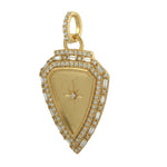 Natural Baguette Diamond Star Shield Pendant 14K Yellow Gold Jewelry For Birthday Gift