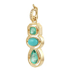 Pear Octagon Emerald Oval Turquoise Pave Diamond Designer Pendant 18K Yellow Gold