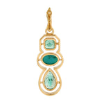 Pear Octagon Emerald Oval Turquoise Pave Diamond Designer Pendant 18K Yellow Gold