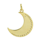 14K Yellow Gold Pave Natural Diamond Enamel Crescent Half Moon Pendant Jewelry