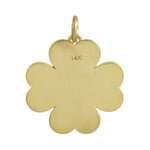 14K Yellow Gold Alphabet "Love" Initial Clover Flower Pendant Pave Diamond Jewelry For Her