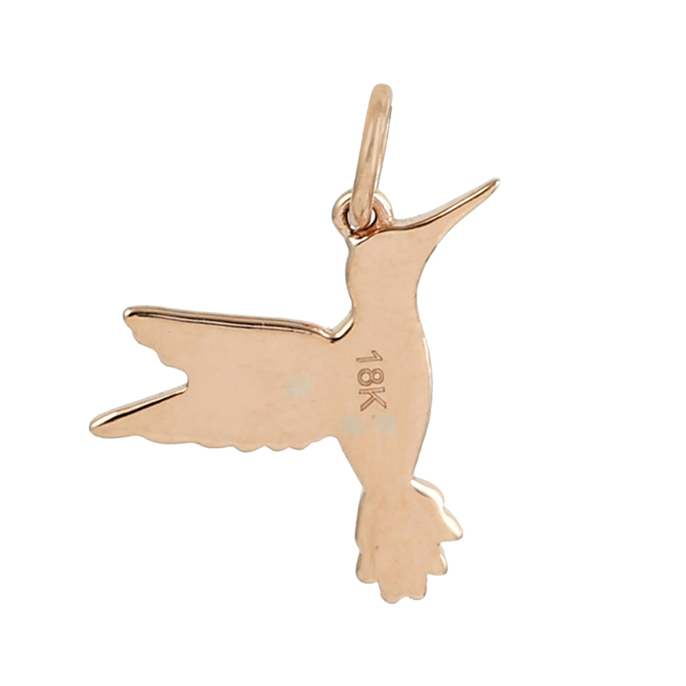 18k Rose Gold Pave Diamond Ruby Flying Bird Charm Gift