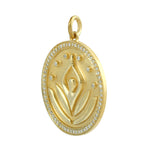 Pave Diamond 14k Yellow Gold Yoga Charm Pendant For Gift