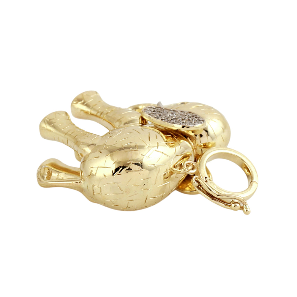 14K Yellow Gold Elephant Pendant Micro Pave Diamond For Unisex Gifts