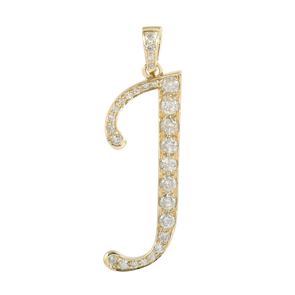 Diamond Initial “J” Pendant in 14K Yellow Gold