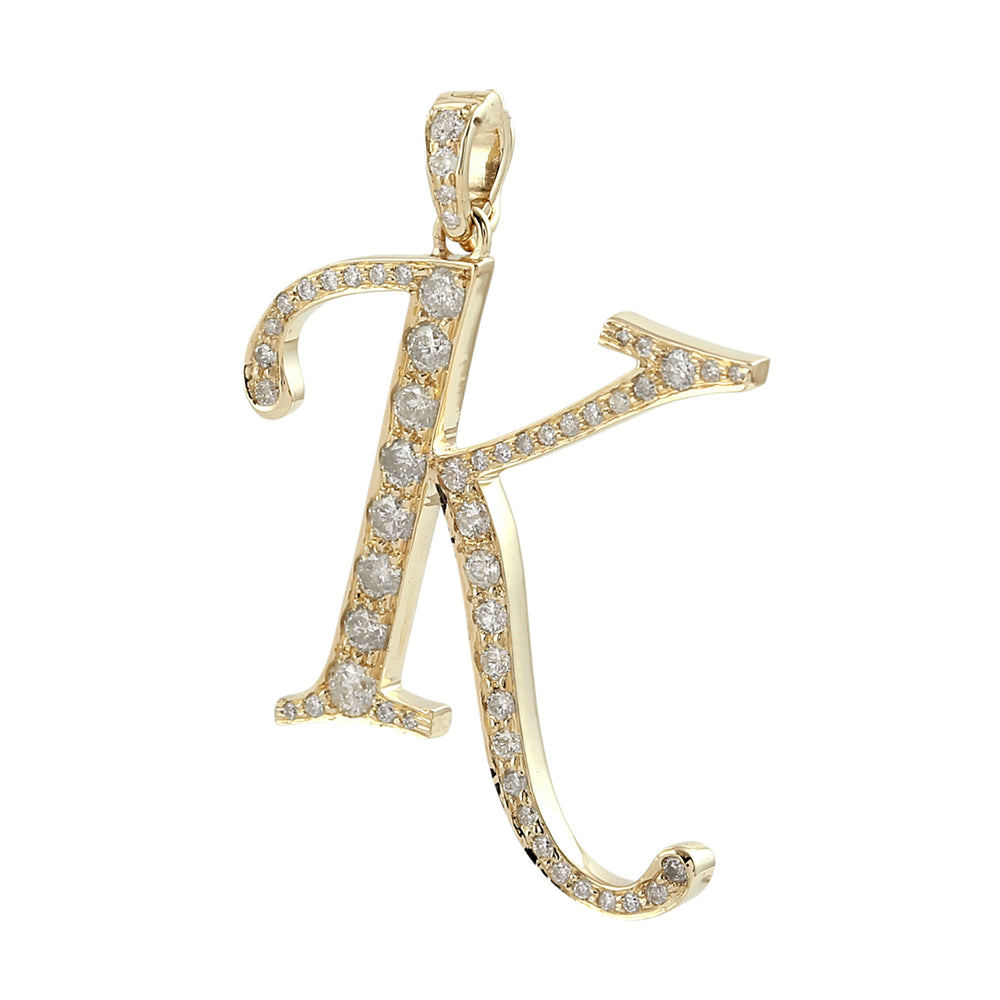 Diamond Script Initial Pendant “K” in 14K Yellow Gold