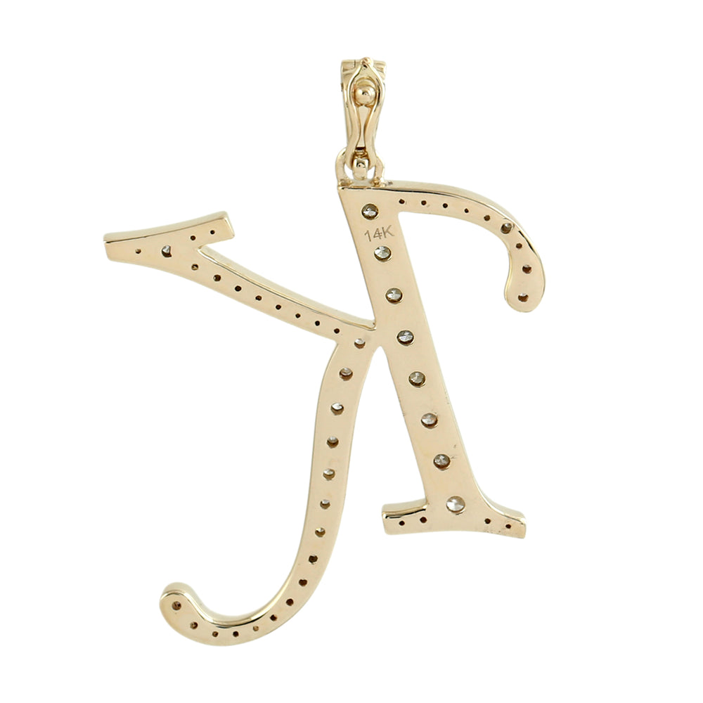 Diamond Script Initial Pendant “K” in 14K Yellow Gold
