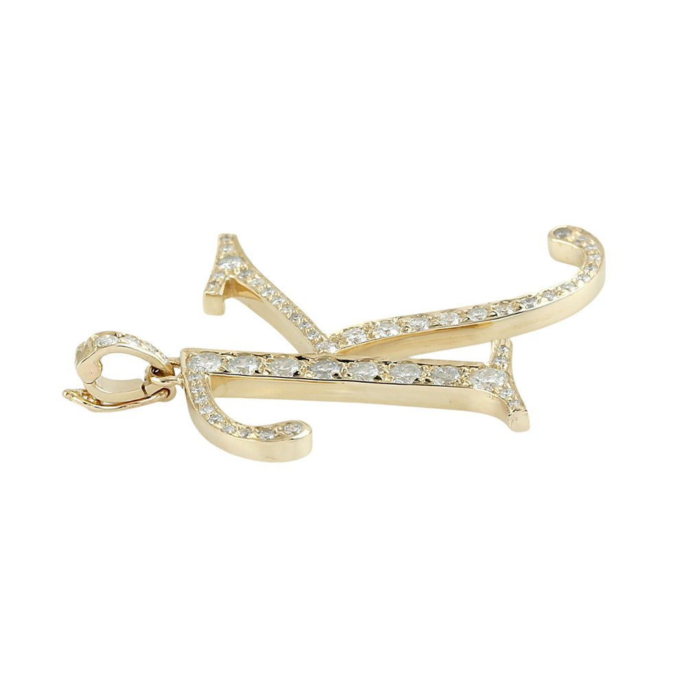Diamond Script Initial Pendant “K” in 14K Yellow Gold