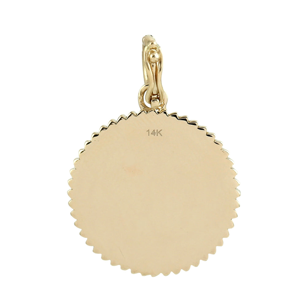 Om Symbol MOP & Diamond Medallion Pendant in 14K Yellow Gold