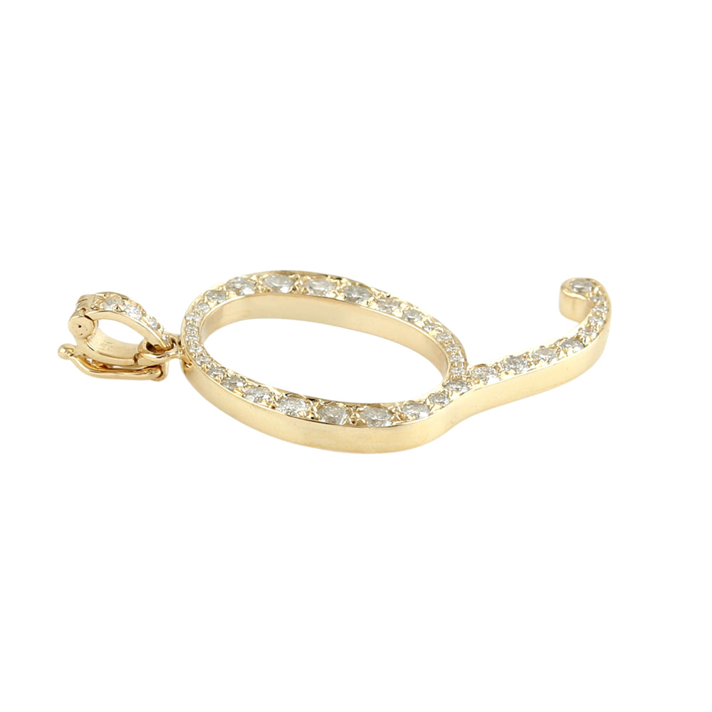 14K Yellow Gold Micro Pave Diamond "Q" Initial Alphabet Pendant