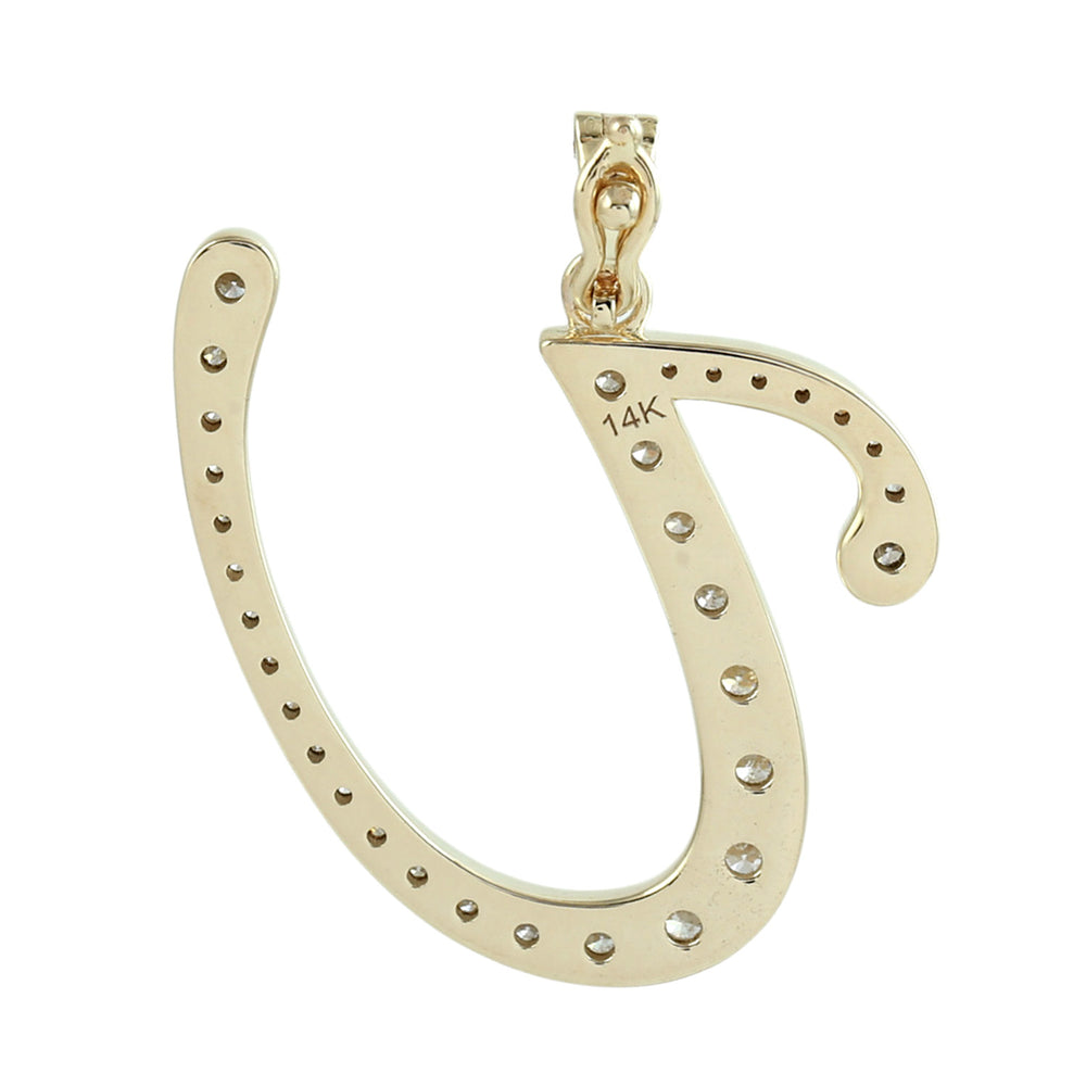 Diamond Script Initial Pendant “U” in 14K Yellow Gold