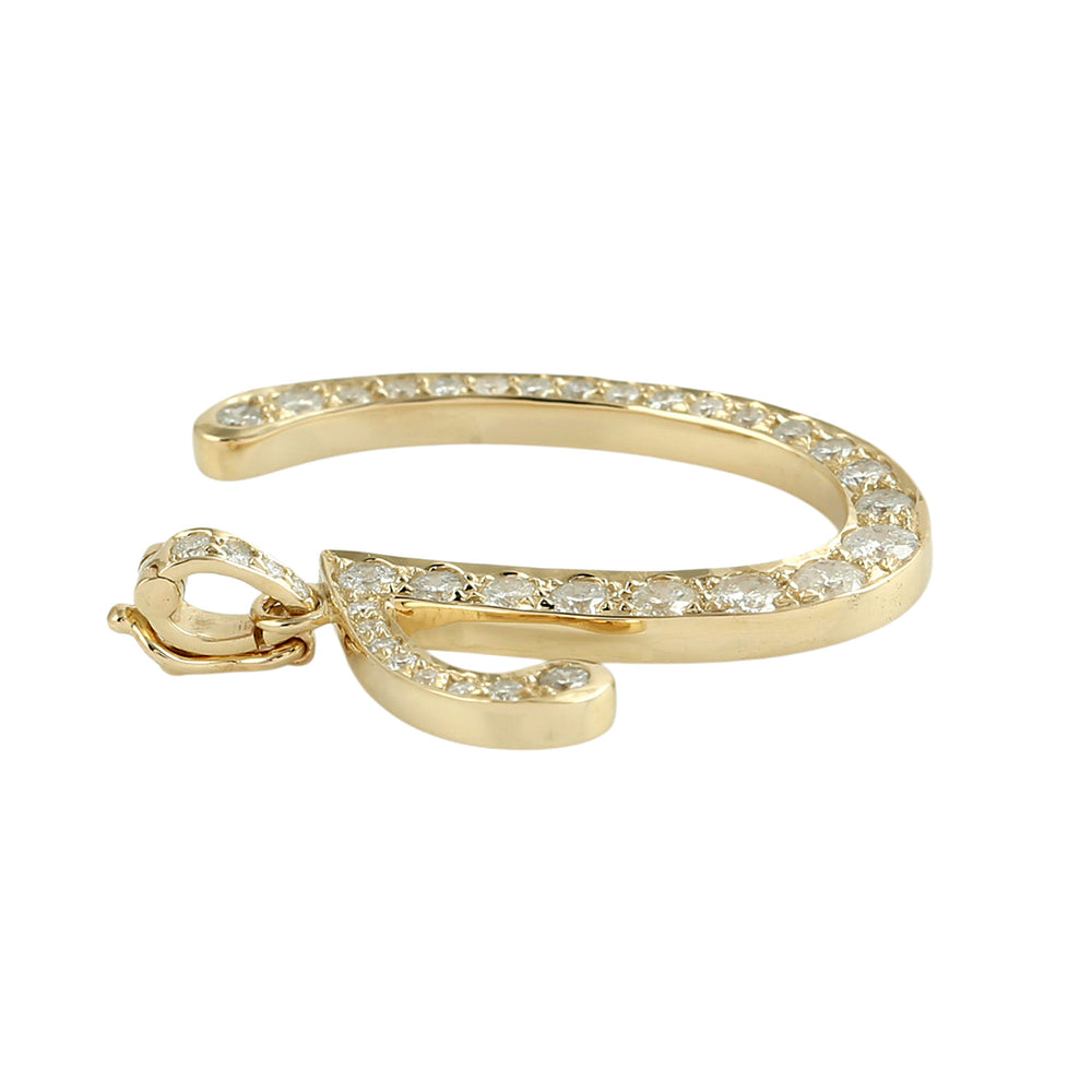 Diamond Script Initial Pendant “U” in 14K Yellow Gold