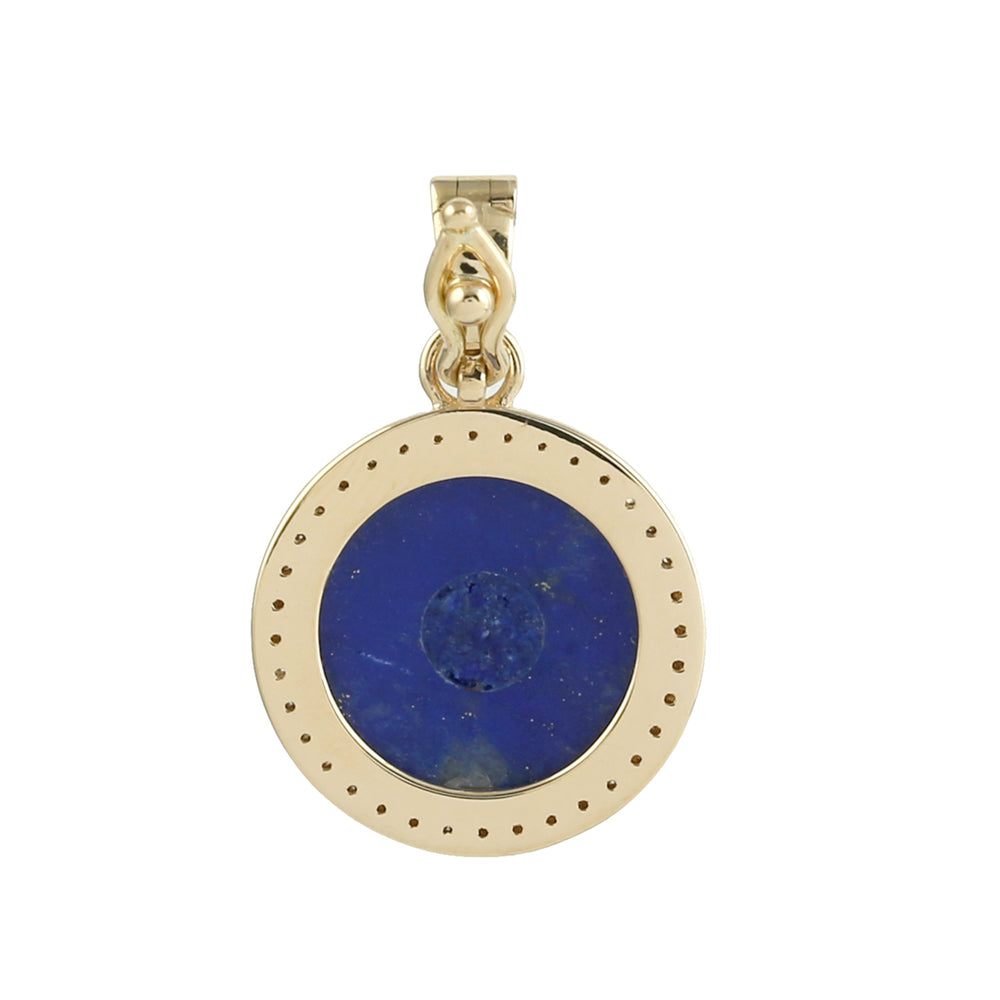 Lapis Lazuli & Turquoise Evil Eye Pendant with Diamond Halo in 18K Yellow Gold