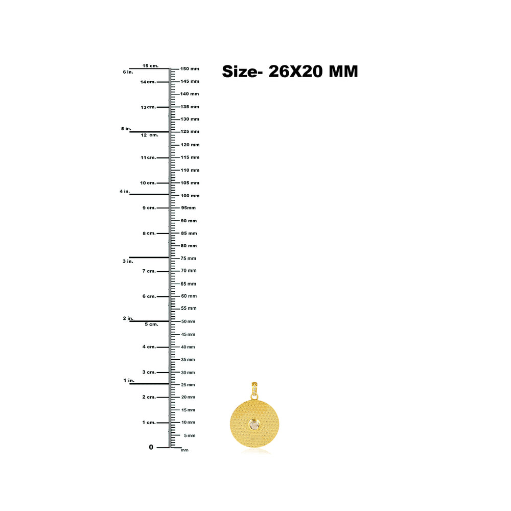 Bezel Uncut Diamond Disc Design Pendant In 14K Yellow Gold