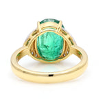 Oval Emerald Triangle Blue Sapphire Pave Dimond Cocktail ring Made In 18k Gold Jewelry