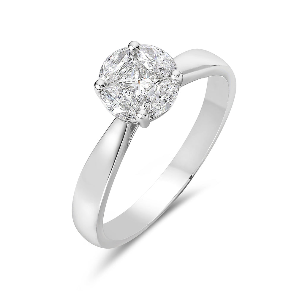 Marquise Cut Diamond Solitaire Ring In 18K White Gold For Her