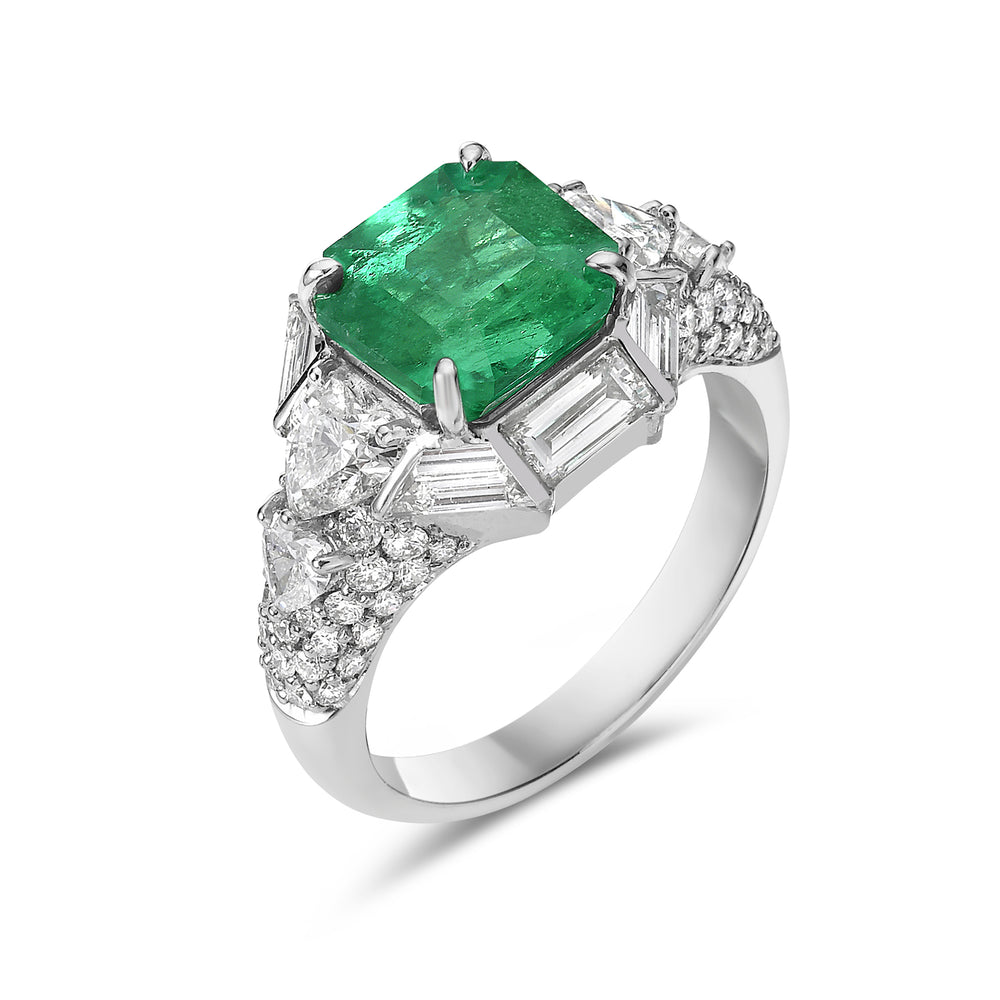 Handmade Natural Diamond Emerald Designer Wedding Ring In Solid 18k Gold On Sale