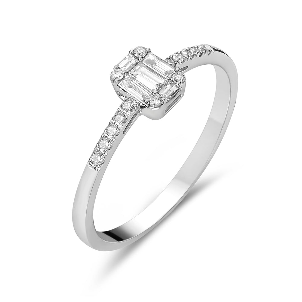 Natural Baguette Cut Diamond Designer Ring In 18K White Gold For Gifts