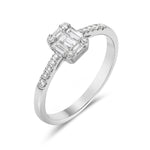 18K White Gold Natural Baguette Cut Diamond Designer Ring For Gifts