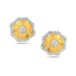 Natural Pave Diamond Clover Stud Earrings In 14K Yellow Gold