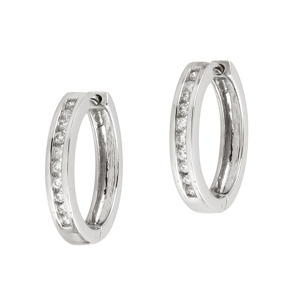 Micro Pave Diamond Huggies Earrings In 18K White Gold Jewelry Gifts