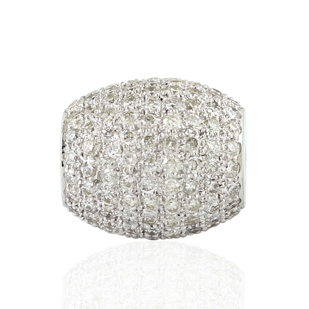 Pavé Diamond Bead Dome Finding in 18K White Gold