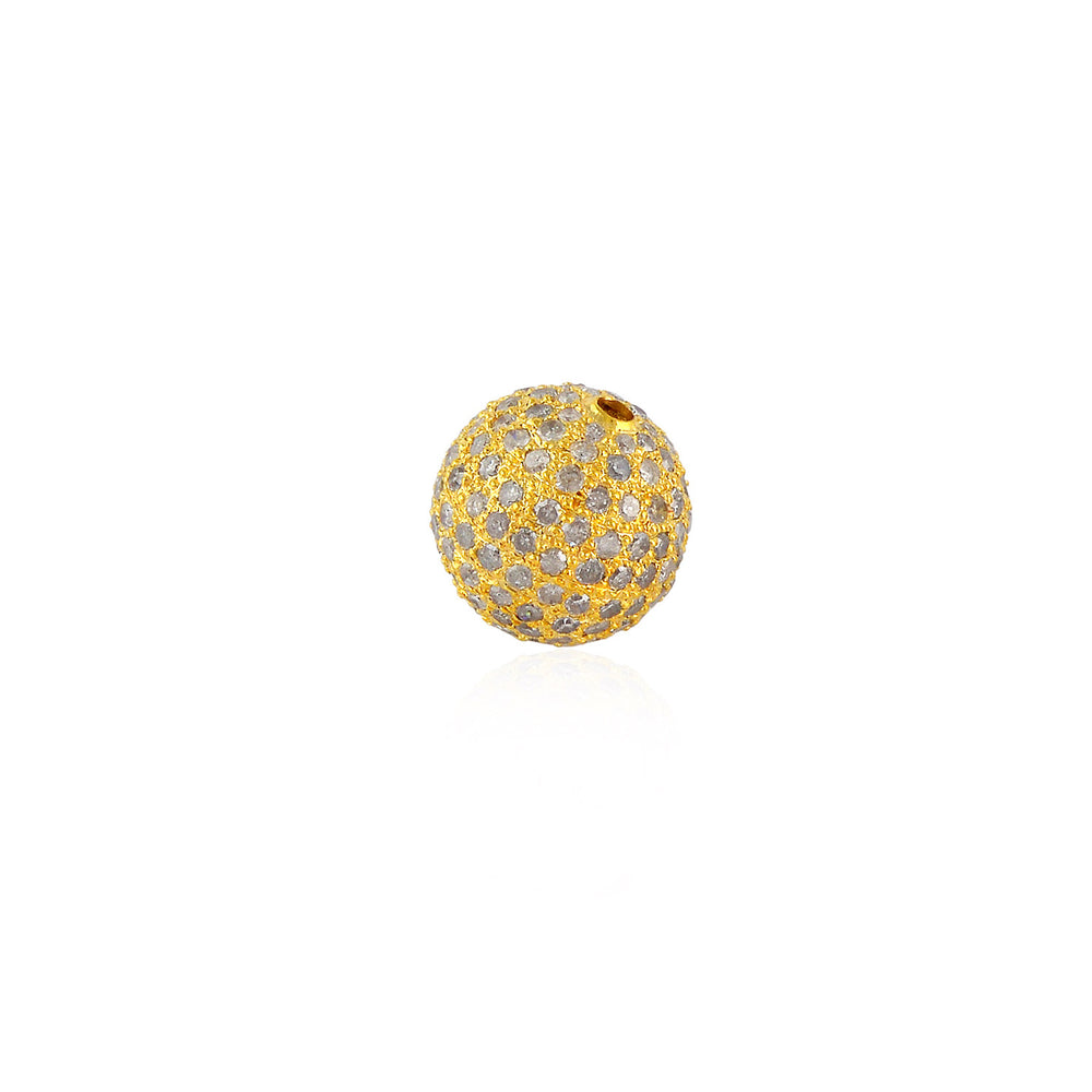 18K Yellow Gold Pave Diamond Bead Ball Finding
