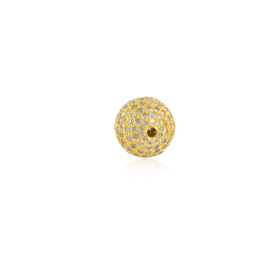 18K Yellow Gold Pave Diamond Bead Ball Finding