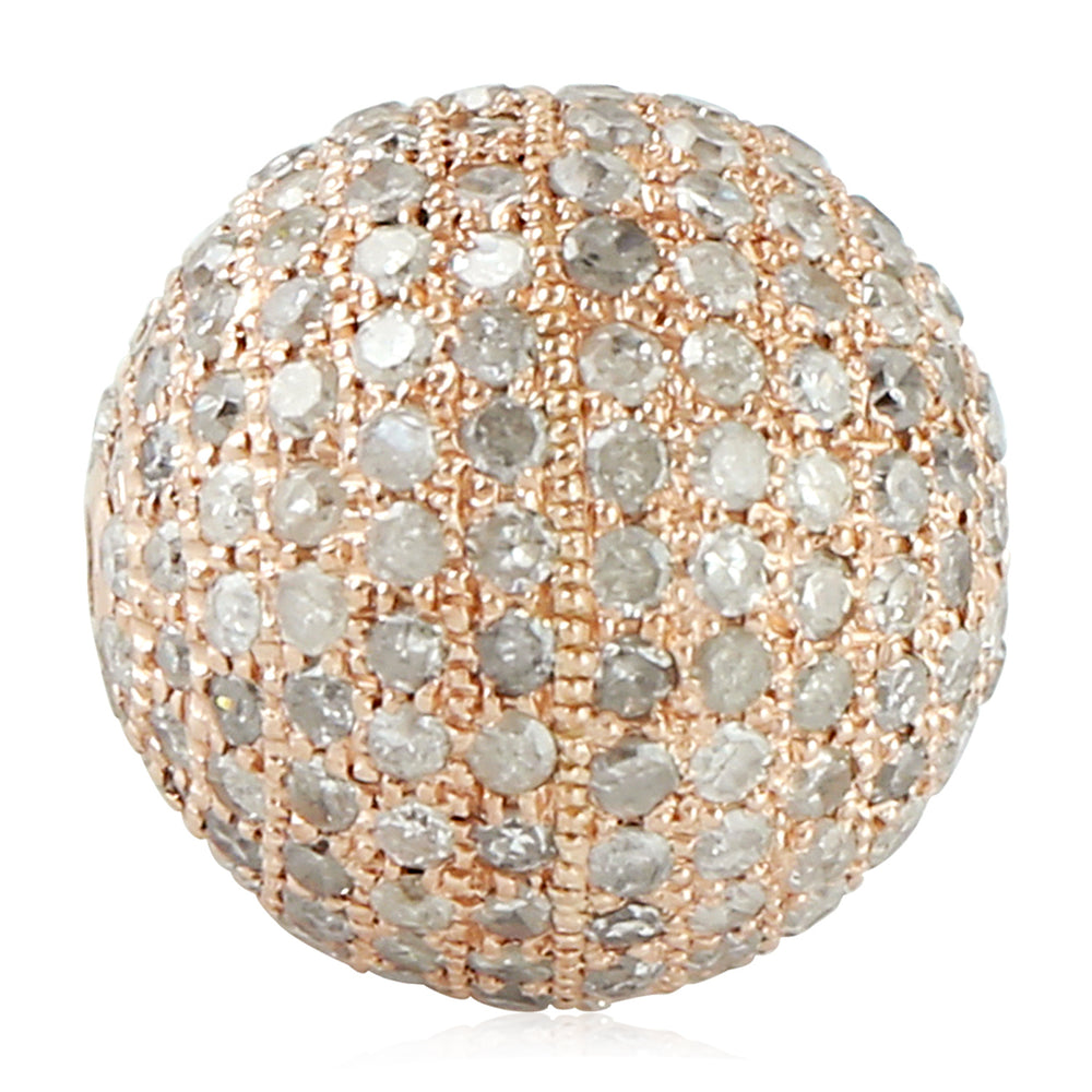 18K Rose Gold Pave Diamond Handmade Beaded Finding
