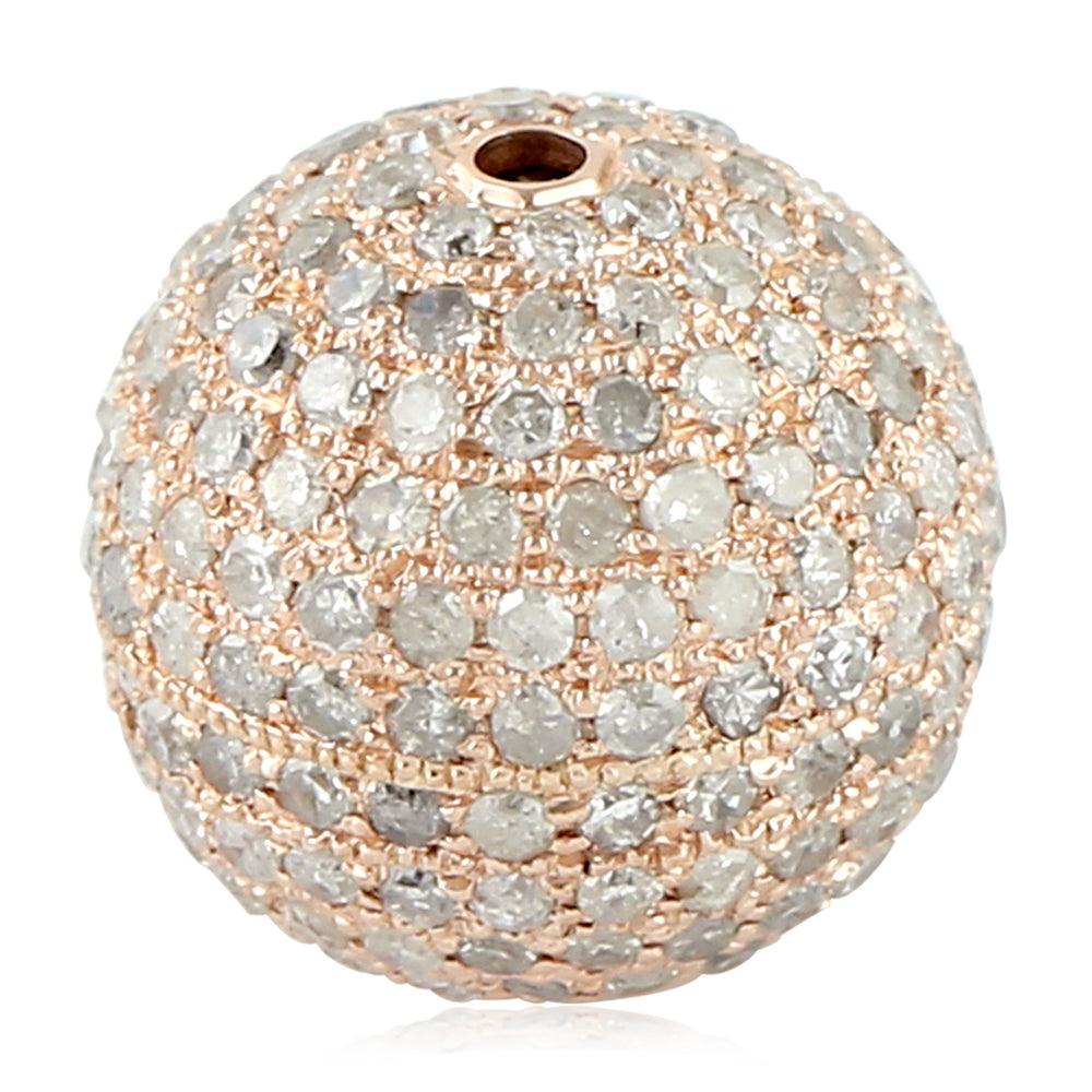 18K Rose Gold Pave Diamond Handmade Beaded Finding