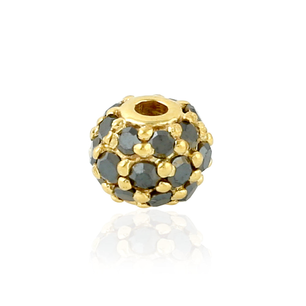 14K Yellow Gold Black Diamond Pave Bead Ball Finding Jewelry