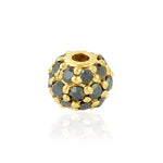 14K Yellow Gold Black Diamond Pave Bead Ball Finding Jewelry