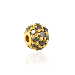 14K Yellow Gold Black Diamond Pave Bead Ball Finding Jewelry