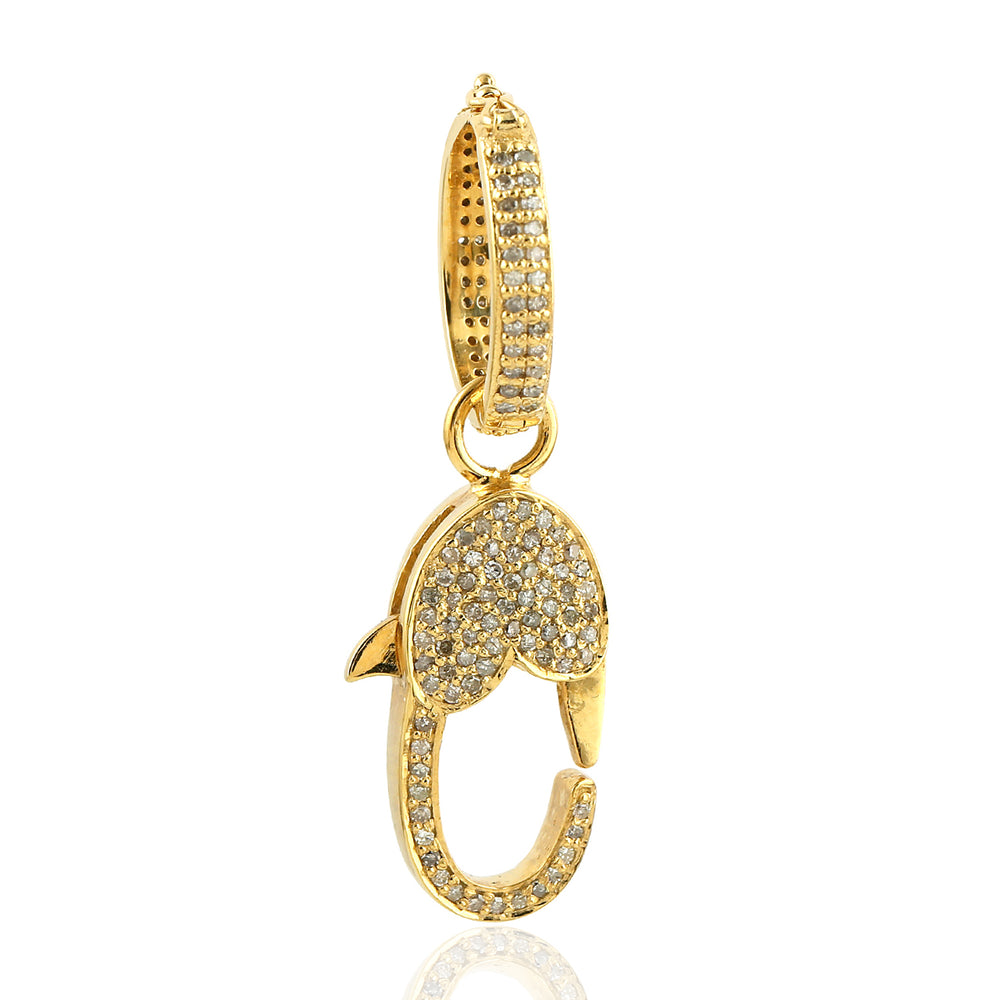 Diamond Pave Carabiner Lock Finding in 14K Yellow Gold Silver