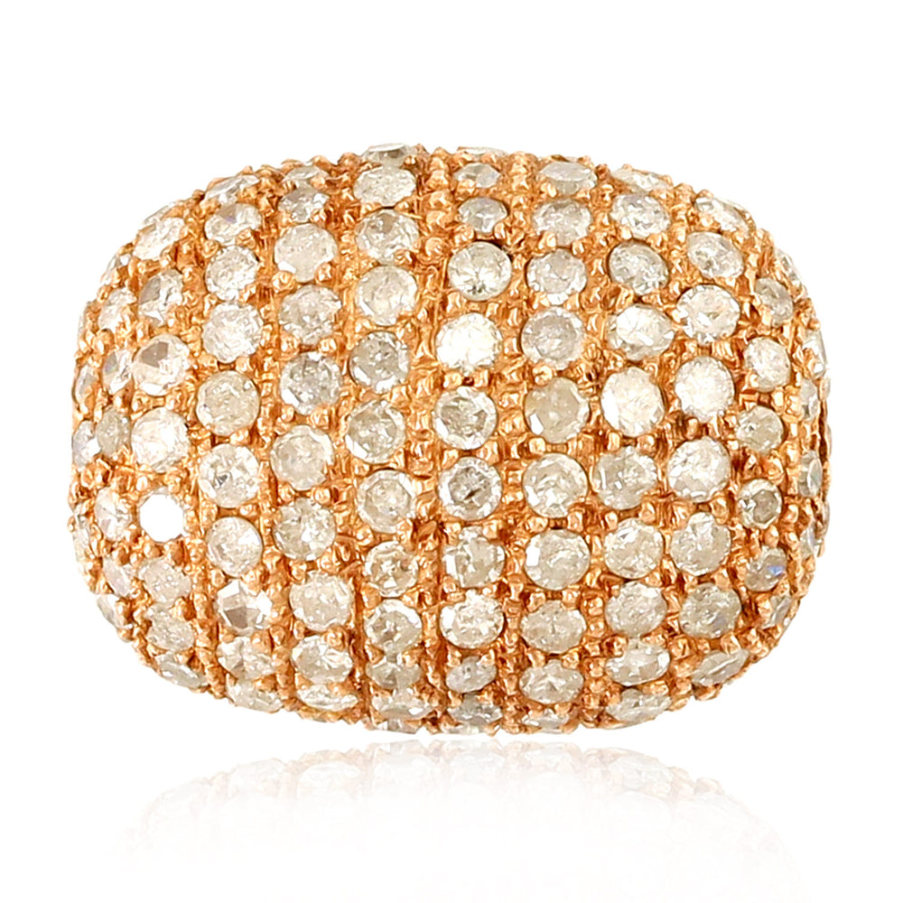Pave Diamond Handmade Bead Ball Finding Accessory In 18K Rose Gold