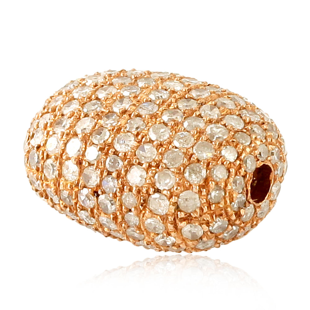 Pave Diamond Handmade Bead Ball Finding Accessory In 18K Rose Gold
