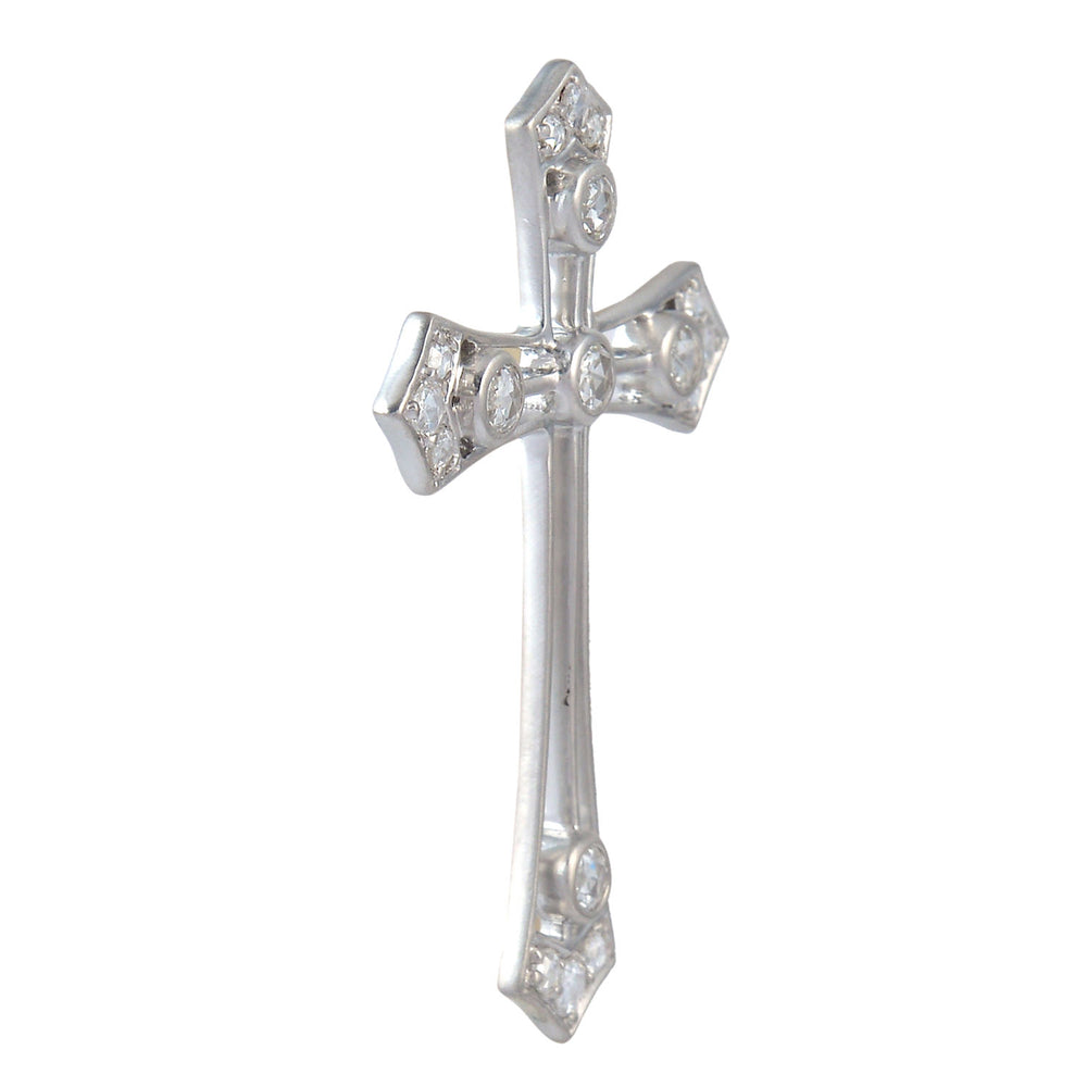 14K White Gold Bezel Set Rose Cut Diamond Cross Finding – Minimalist Religious Jewelry