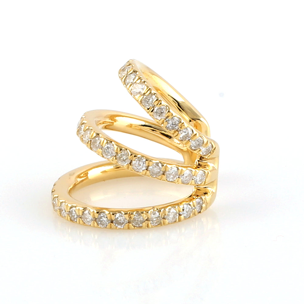Triple Row Diamond Spiral Finding in 14K Yellow Gold
