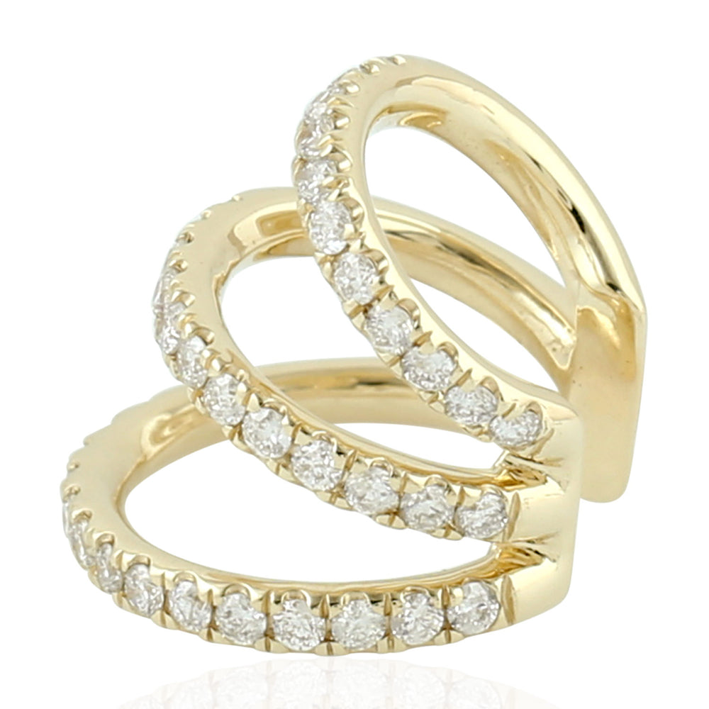 Triple Row Diamond Spiral Finding in 14K Yellow Gold